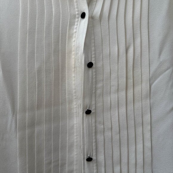 Frame Size M Le Tuxedo Silk Blouse Light Blush Pink Pinktuck Pleats Long Sleeves - Picture 3 of 7